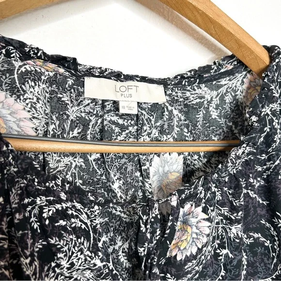 Ann Taylor LOFT Floral Print Long Sleeve Mini Dress Plus Size 18 - Picture 4 of 7